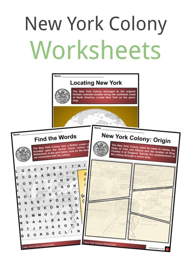 Datos, hojas de trabajo y establecimiento de la colonia de Nueva York para niños