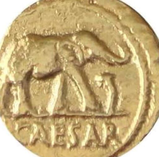 Julio César, famosa moneda romana, Denario, emperador de Roma...