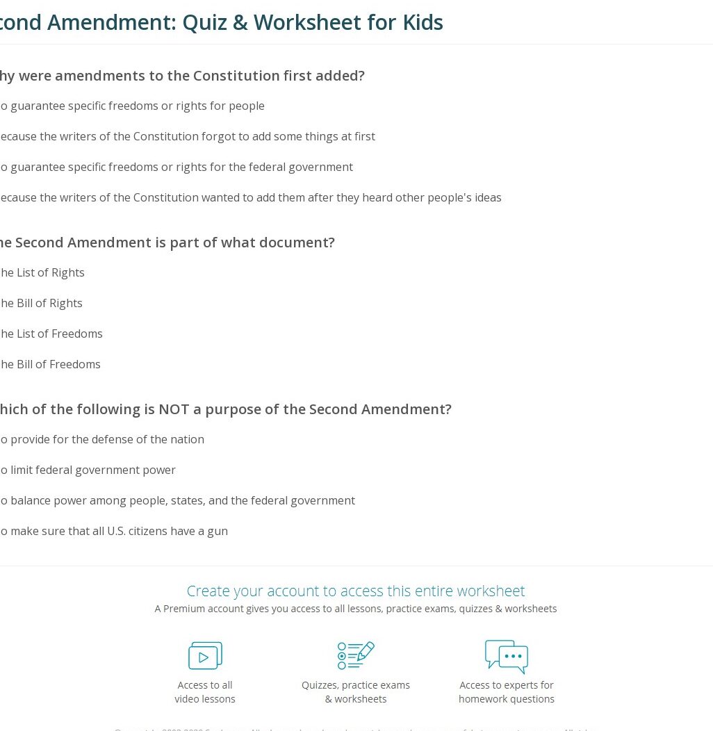 Cuestionario: Gobierno de EE. UU. – Segunda Enmienda