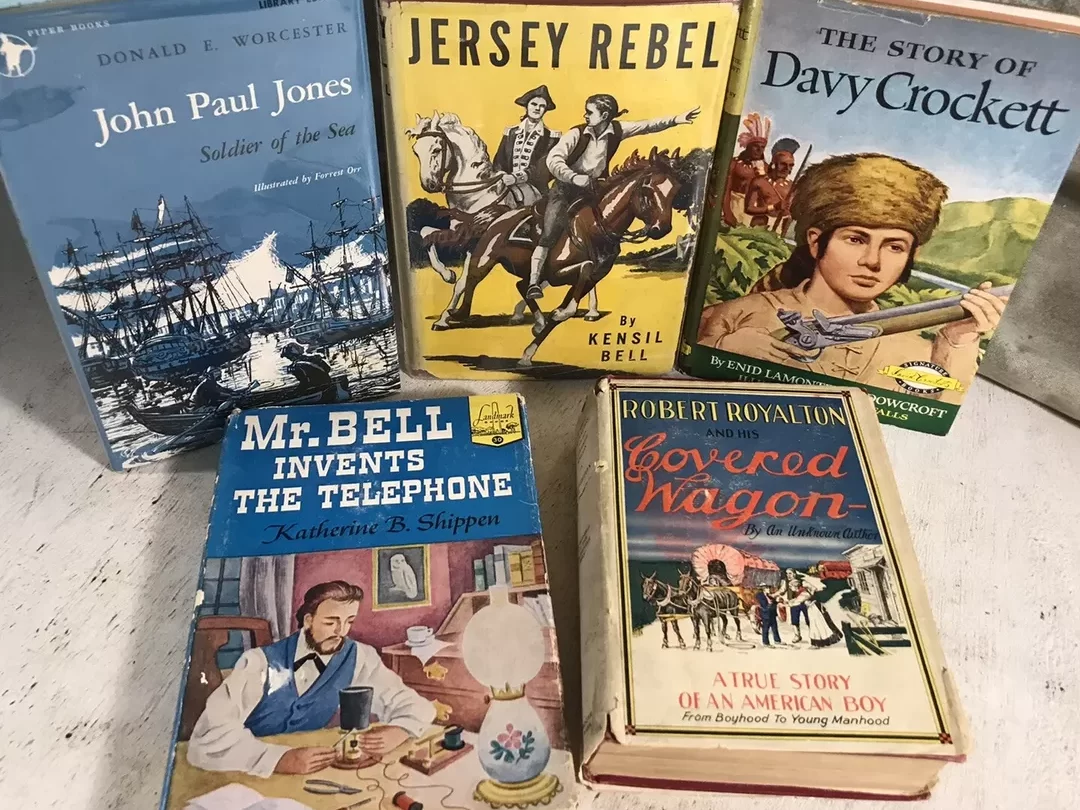5 libros antiguos de historia americana para niños John Paul Jones Davy...