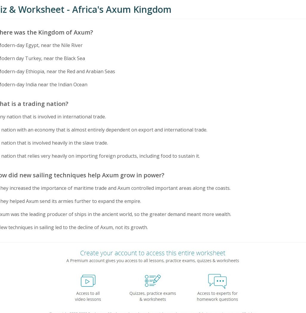 Prueba: África antigua – Reino de Aksum
