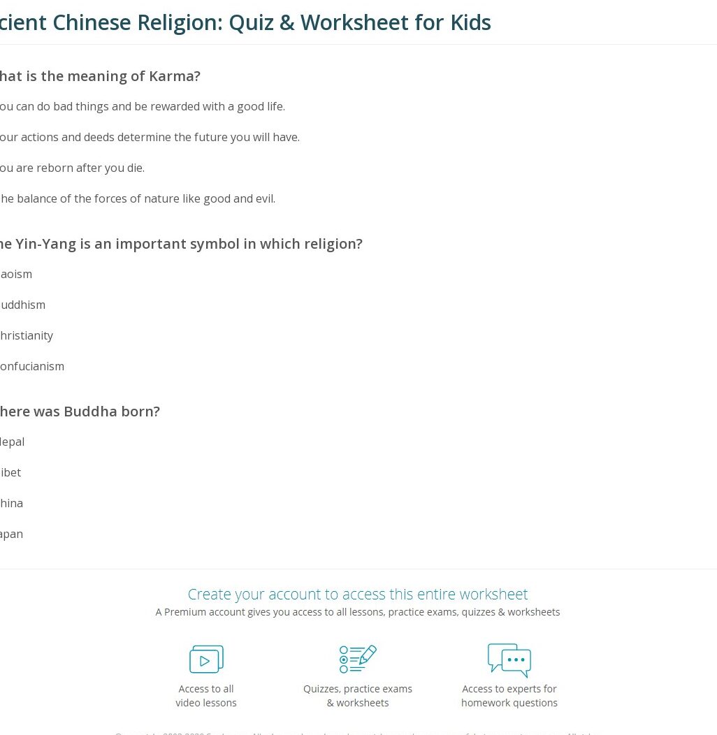 Prueba: China antigua – Religión
