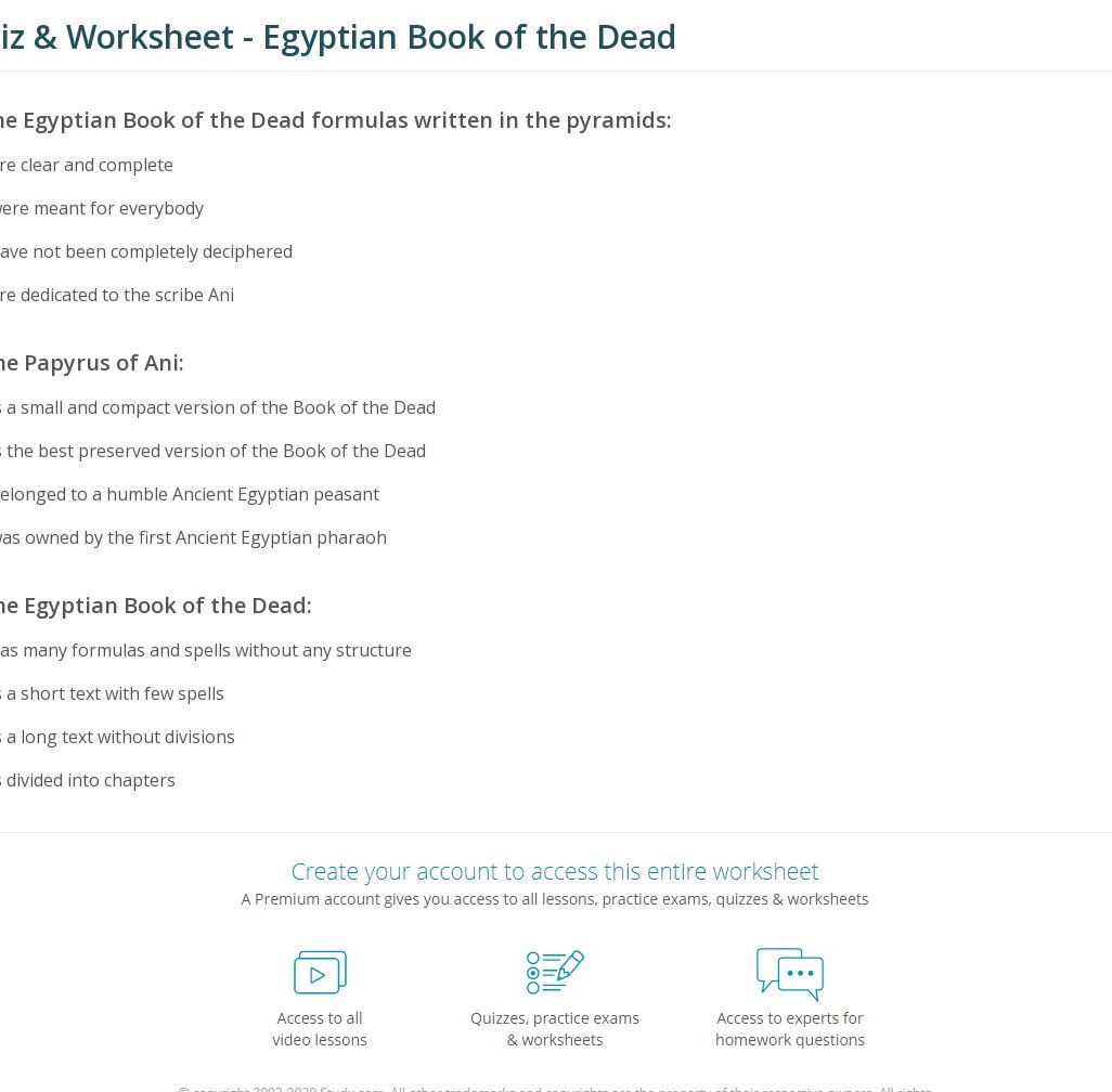 Quiz: Antiguo Egipto – Libro de los Muertos