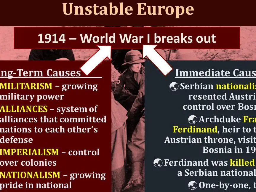 Prueba rápida: Primera Guerra Mundial  Verdadero o Falso:  Una causa inmediata de la Guerra Mundial...