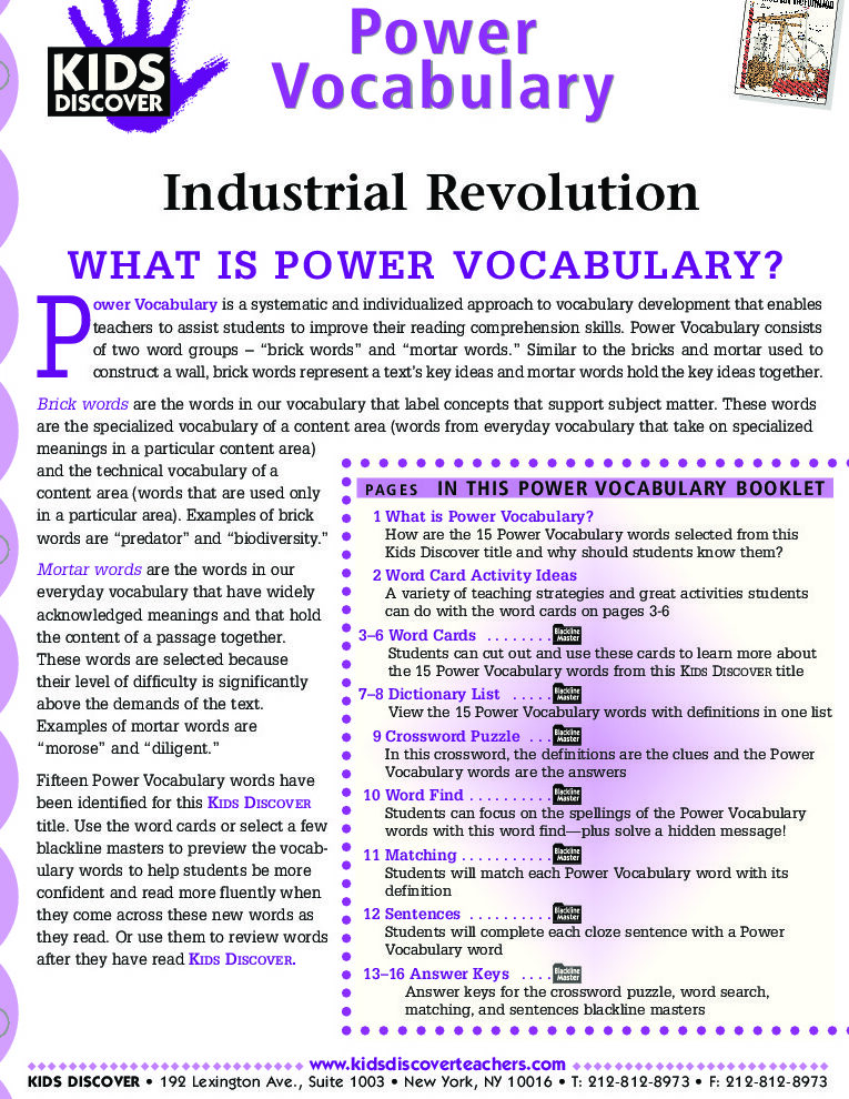 Revolución industrial: glosario y términos para niños