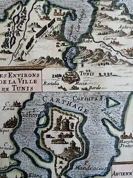 Túnez y la antigua Cartago Túnez África del Norte 1719 Mallet pictórico...
