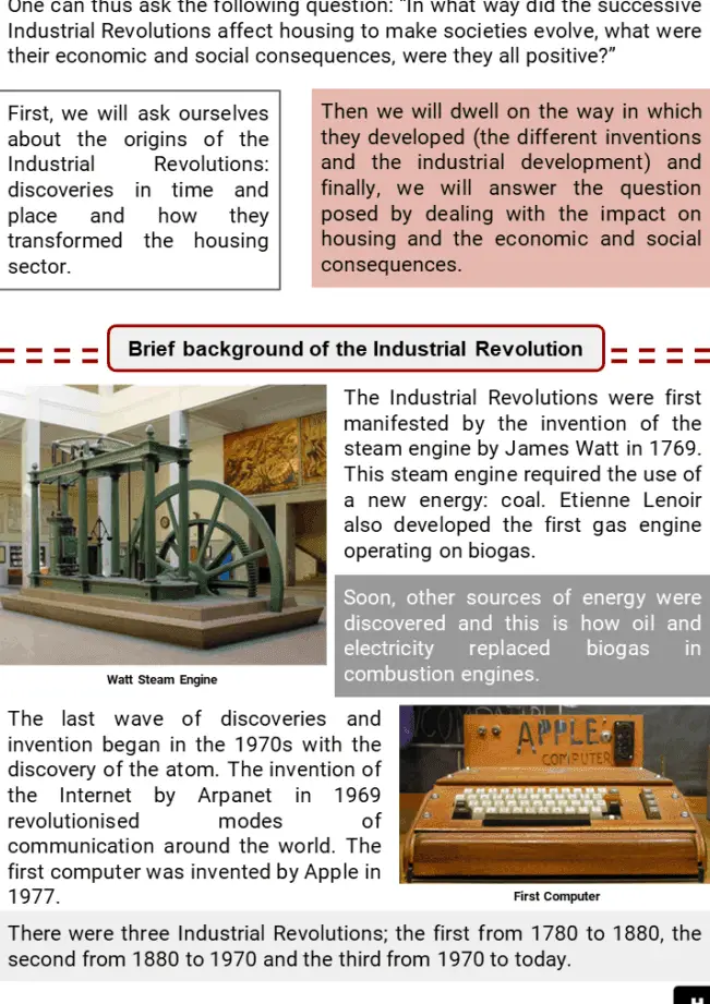 Datos, hoja de trabajo, resumen y vida de la vivienda de la revolución industrial