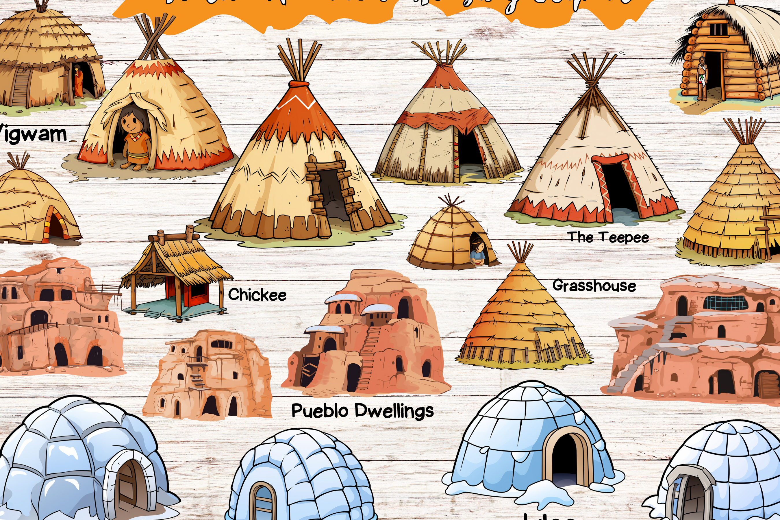 Auténtica colección de imágenes prediseñadas de casas de nativos americanos de Funnyarti ...